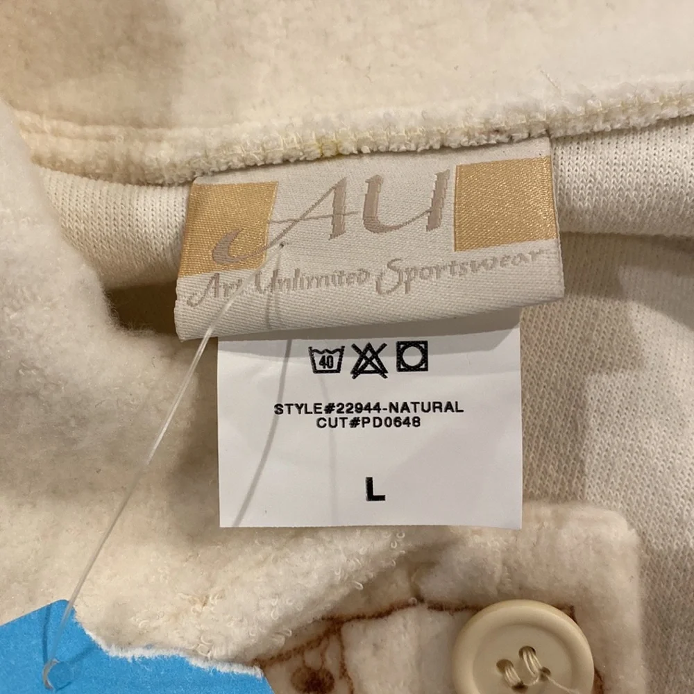 NWT Vintage womens L fleece shacket graphic button front bird nest made in USA - Picture 8 of 9